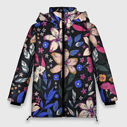 Женская зимняя куртка Цветы Красочные Лилии В Саду