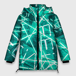 Женская зимняя куртка Неоновые лучи и неоновые надписи - Светло-зелёный