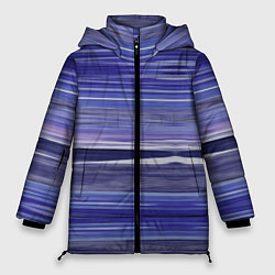 Куртка зимняя женская Абстрактный синий полосатый узор, цвет: 3D-красный