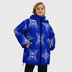 Куртка зимняя женская ABSTRACT PATTERN ON A BLUE BACKGROUND, цвет: 3D-черный — фото 2