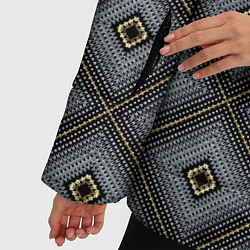 Куртка зимняя женская Abstract Квадраты геометрия, цвет: 3D-черный — фото 2
