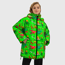 Куртка зимняя женская TEXTURE WITH DINOSAURS, цвет: 3D-красный — фото 2