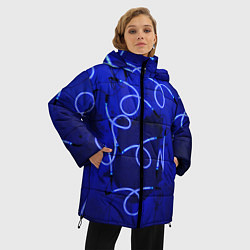 Куртка зимняя женская Неоновые закрученные фонари - Синий, цвет: 3D-красный — фото 2