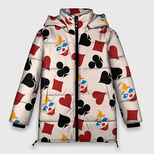Женская зимняя куртка Джокер карты масть cards joker clown / 3D-Черный – фото 1