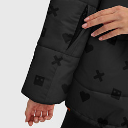 Куртка зимняя женская Love Death and Robots black pattern, цвет: 3D-черный — фото 2