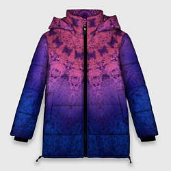 Куртка зимняя женская Розово-синий круглый орнамент калейдоскоп, цвет: 3D-красный