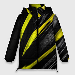 Куртка зимняя женская Жёлтая и Чёрная Масляная Краска, цвет: 3D-светло-серый