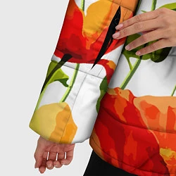 Куртка зимняя женская Волнообразный узор из цветков мака Лето, цвет: 3D-черный — фото 2