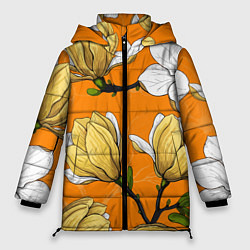 Женская зимняя куртка Удивительные летние тропические цветы с нераскрывш