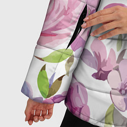 Куртка зимняя женская Летний красочный паттерн из цветков розы и ягод еж, цвет: 3D-светло-серый — фото 2