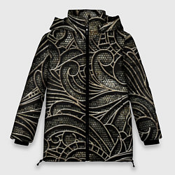 Куртка зимняя женская Брутальный металлический орнамент, цвет: 3D-красный