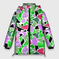 Женская зимняя куртка Abstract pattern green pink spots