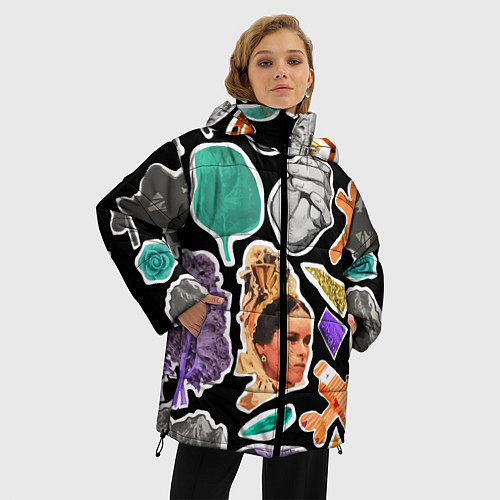 Женская зимняя куртка Underground pattern Fashion trend / 3D-Светло-серый – фото 3