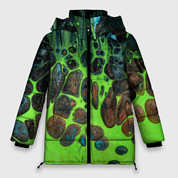Куртка зимняя женская Неоновый песок и камни - Зелёный, цвет: 3D-красный