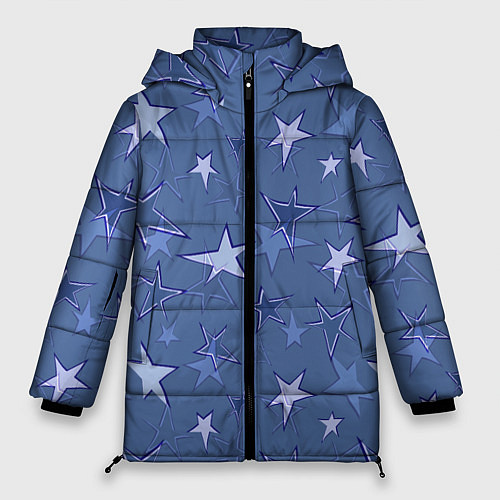 Женская зимняя куртка Gray-Blue Star Pattern / 3D-Черный – фото 1