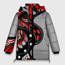 Куртка зимняя женская Красно-чёрные дудлы, цвет: 3D-черный