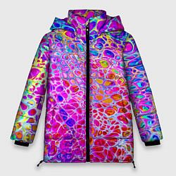 Куртка зимняя женская Красочные всплески красок Экспрессия, цвет: 3D-черный