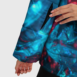 Куртка зимняя женская Неоновые куски льда - Голубой и красный, цвет: 3D-светло-серый — фото 2