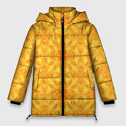 Куртка зимняя женская Желтый абстрактный летний орнамент, цвет: 3D-красный