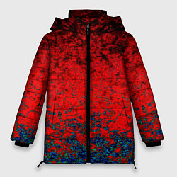 Куртка зимняя женская Абстрактный узор мраморный красно-синий, цвет: 3D-светло-серый