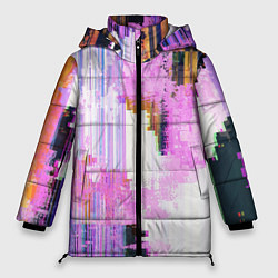 Куртка зимняя женская Glitch art Fashion trend, цвет: 3D-красный