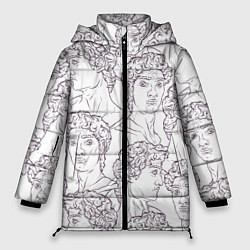 Куртка зимняя женская Узор Рисунок статуи Давида Микеланджело, цвет: 3D-черный
