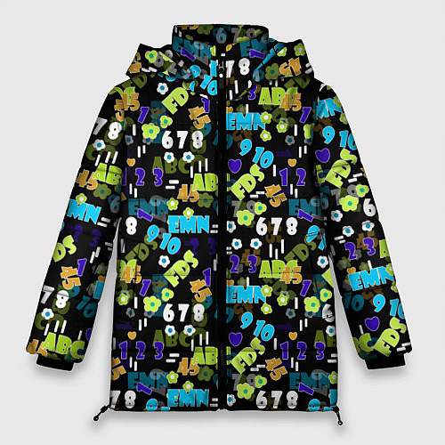 Женская зимняя куртка Multicolored alphabet and numbers / 3D-Черный – фото 1
