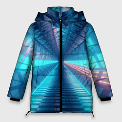 Куртка зимняя женская Неоновый коридор лаборатории - Синий, цвет: 3D-черный