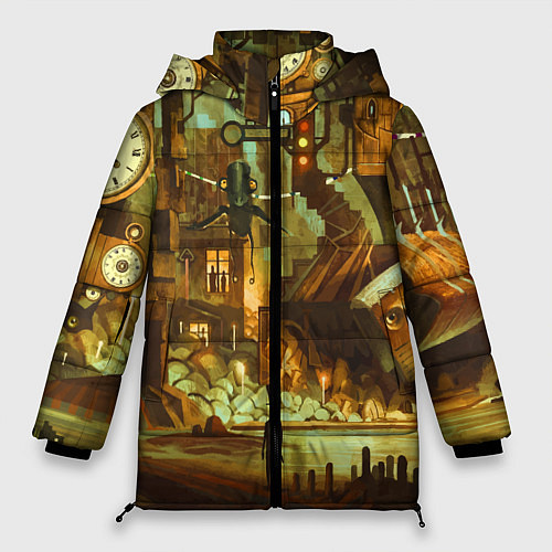 Женская зимняя куртка Cool Steampunk painting / 3D-Черный – фото 1