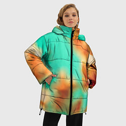Куртка зимняя женская Цветы - арт, цвет: 3D-красный — фото 2