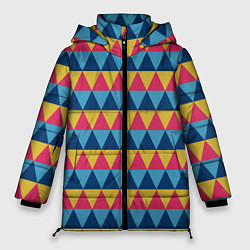 Куртка зимняя женская Калейдоскоп - цветные треугольники, цвет: 3D-красный