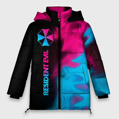 Женская зимняя куртка Resident Evil Logo Neon Gradient / 3D-Черный – фото 1