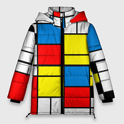 Куртка зимняя женская Texture of squares rectangles, цвет: 3D-светло-серый