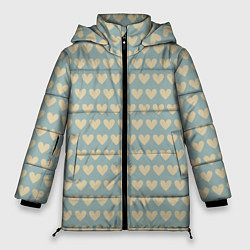Куртка зимняя женская Бежевые сердечки, цвет: 3D-красный