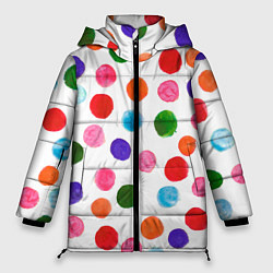 Куртка зимняя женская Веселые акварельные кружочки, цвет: 3D-светло-серый