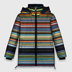 Куртка зимняя женская Абстрактное множество разноцветных линий, цвет: 3D-светло-серый