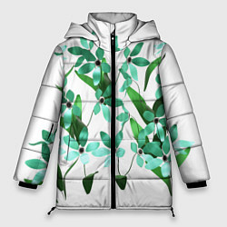 Куртка зимняя женская Flowers green light, цвет: 3D-красный