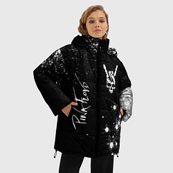 Куртка зимняя женская Pink Floyd и рок символ на темном фоне, цвет: 3D-черный — фото 2