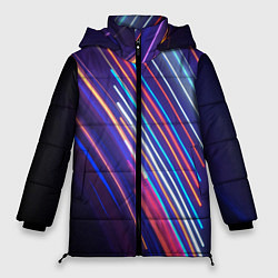 Куртка зимняя женская Неоновое множество разноцветных фонарей во тьме, цвет: 3D-черный