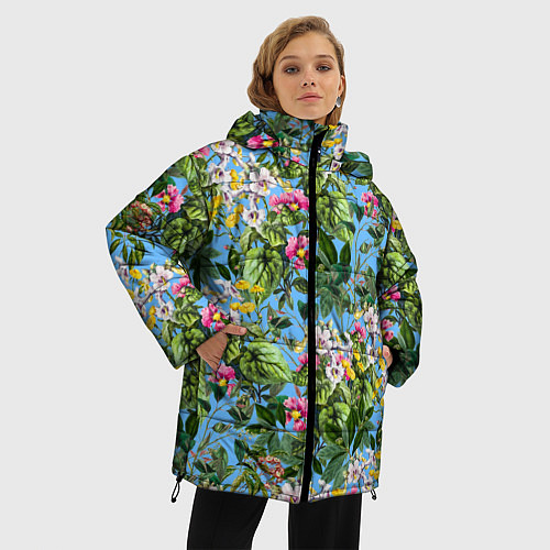 Женская зимняя куртка Милые Цветы / 3D-Светло-серый – фото 3