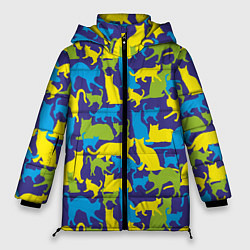 Куртка зимняя женская Синий кошачий камуфляж, цвет: 3D-светло-серый