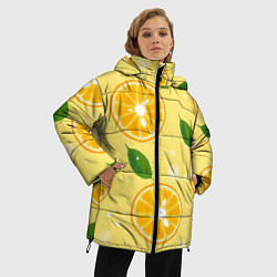 Куртка зимняя женская Сочные апельсины в разрезе, цвет: 3D-красный — фото 2