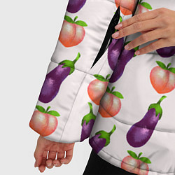 Куртка зимняя женская Баклажаны и персики паттерн, цвет: 3D-светло-серый — фото 2