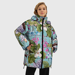 Куртка зимняя женская Цветы Цветущая Сирень, цвет: 3D-черный — фото 2