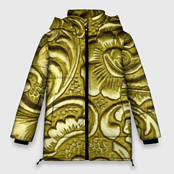Куртка зимняя женская Золотой орнамент - чеканка, цвет: 3D-черный
