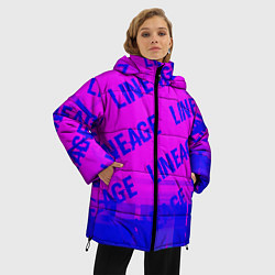 Куртка зимняя женская Lineage glitch text effect: паттерн, цвет: 3D-черный — фото 2