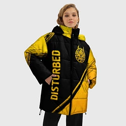 Куртка зимняя женская Disturbed - gold gradient: символ и надпись вертик, цвет: 3D-черный — фото 2