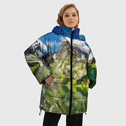 Куртка зимняя женская Живописное горное озеро, цвет: 3D-красный — фото 2