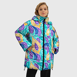 Куртка зимняя женская Узоры капельки, цвет: 3D-черный — фото 2