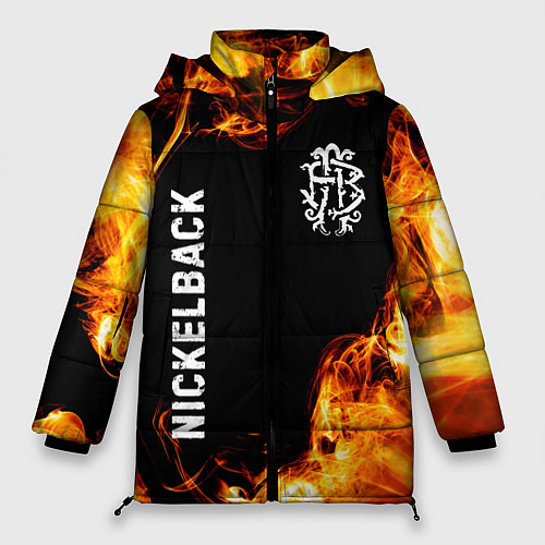 Женская зимняя куртка Nickelback и пылающий огонь / 3D-Черный – фото 1